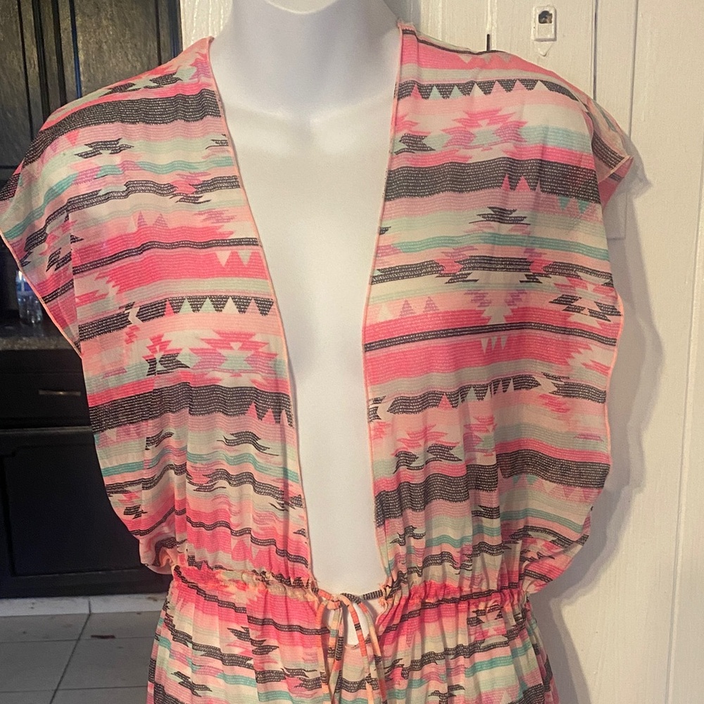 Colorful Geometric Patterned Kimono